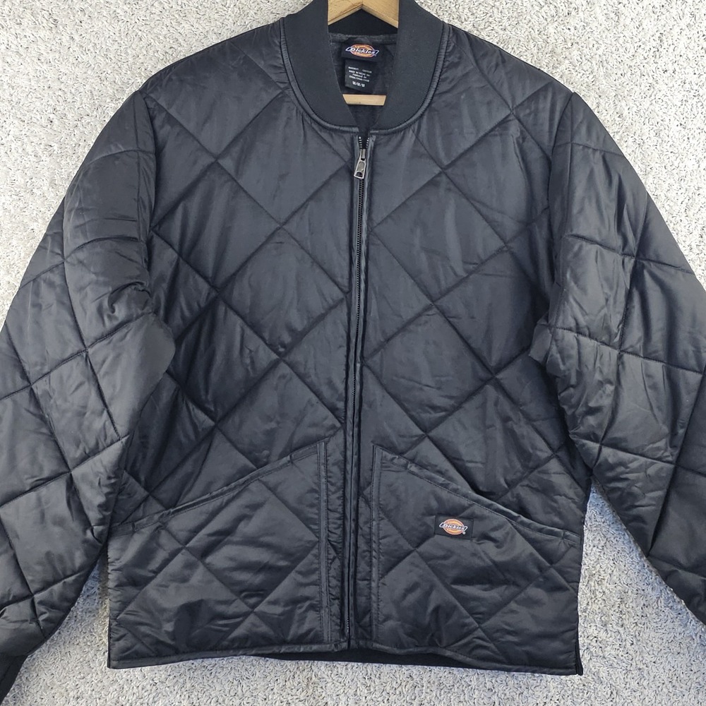Dickies Diamond Quilted Lined Black Jacket Mens Medium Lightweight Workwear